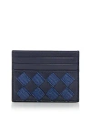 Bottega Veneta Women's Intrecciato Leather & Denim Card Case In Abyss/indigo