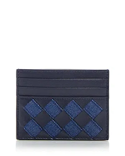 BOTTEGA VENETA INTRECCIATO LEATHER & DENIM CARD CASE