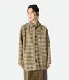 Bottega Veneta Womens Liana Travertine Intrecciato Leather And Suede Shirt In Brown