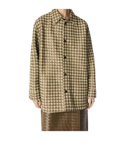 Bottega Veneta Intrecciato Leather And Suede Shirt