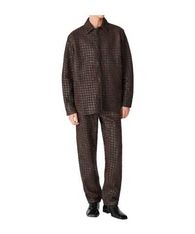 BOTTEGA VENETA INTRECCIATO LEATHER AND SUEDE SHIRT