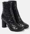 Bottega Veneta Dark Brown Leather Atomic Ankle Boots In Black