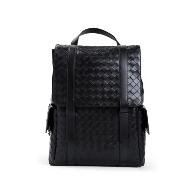 Bottega Veneta Intrecciato Leather Backpack In Black