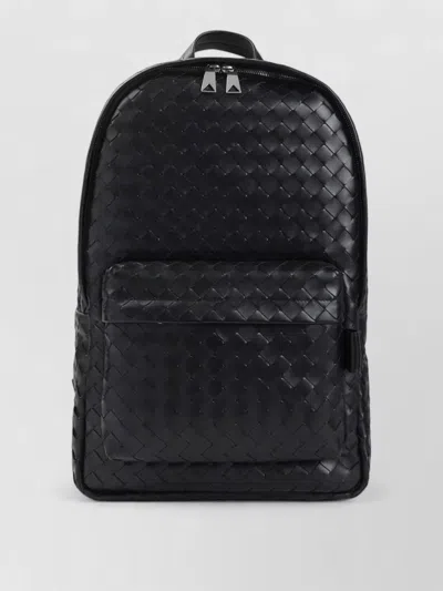 Bottega Veneta Intrecciato Leather Backpack Cargo Pocket In Black