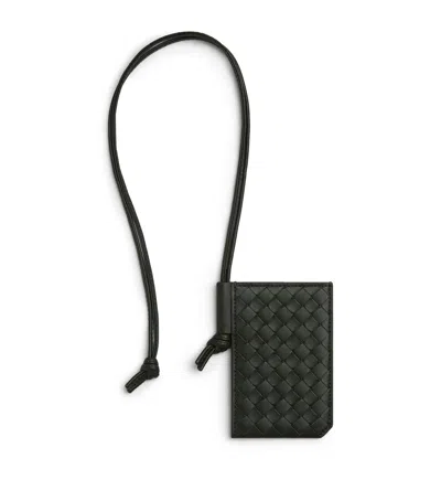 Bottega Veneta Intrecciato Leather Badge Holder In Green