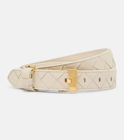 Bottega Veneta Intrecciato Leather Belt In Pink