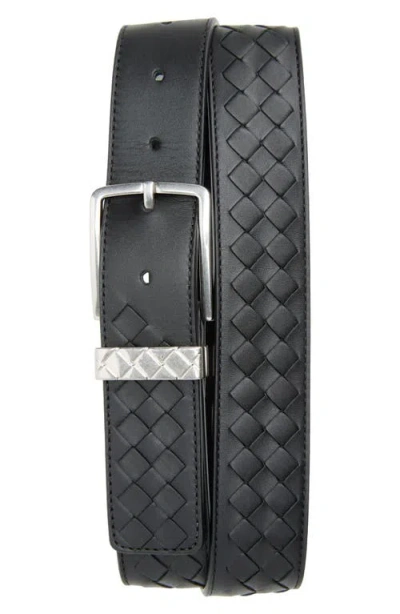 Bottega Veneta Intrecciato Leather Belt In Black