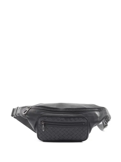 Pre-owned Bottega Veneta Intrecciato Leather Belt Bag In Blue
