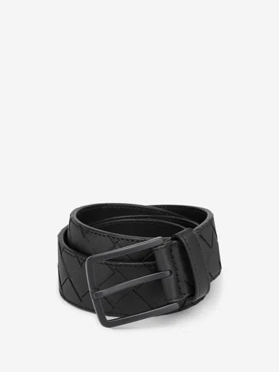 Bottega Veneta Intrecciato Leather Belt In Brown