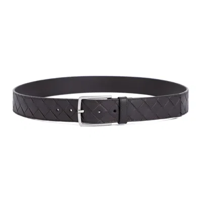 Bottega Veneta Intrecciato Leather Belt In Black