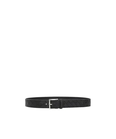 Bottega Veneta Intrecciato Belt In Black