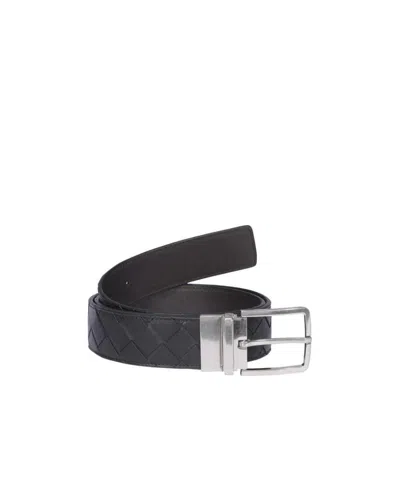 Bottega Veneta Intrecciato Leather Belt In Black