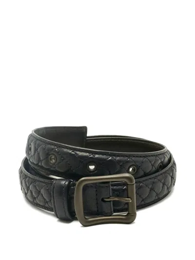 Pre-owned Bottega Veneta Intrecciato Leather Belt In Blue