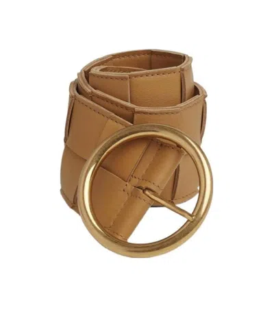 Bottega Veneta Intrecciato Leather Belt In Brown