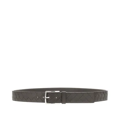 Bottega Veneta Intrecciato Leather Belt In Brown