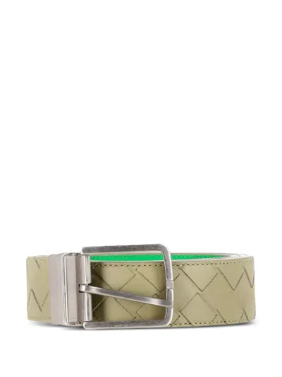 Pre-owned Bottega Veneta Intrecciato-leather Belt In Green