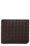 Bottega Veneta Intrecciato Piccolo Bi-fold Wallet In Brown