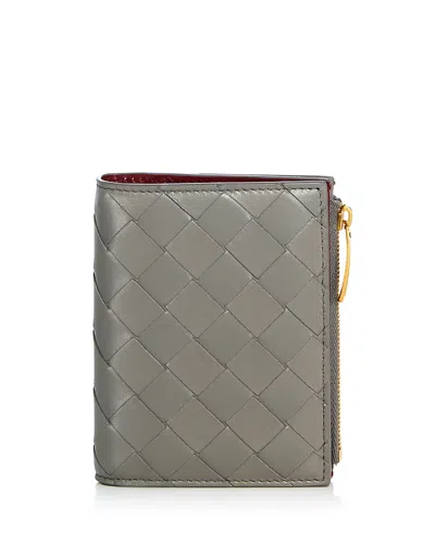 Bottega Veneta Intrecciato Leather Bifold Wallet In Gray