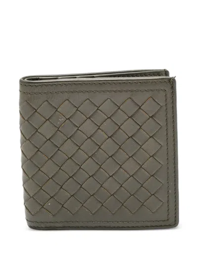 Pre-owned Bottega Veneta Intrecciato Leather Bifold Wallet In Green