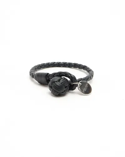 Intrecciato Leather Bracelet In Black from A Retro Tale