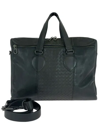 Bottega Veneta Intrecciato Leather Briefcase (authentic Pre-loved) In Black