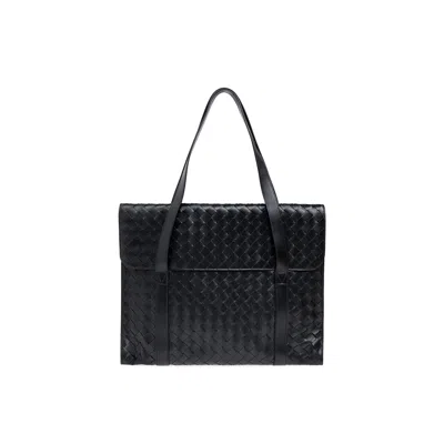 Bottega Veneta Intrecciato Leather Briefcase In Black