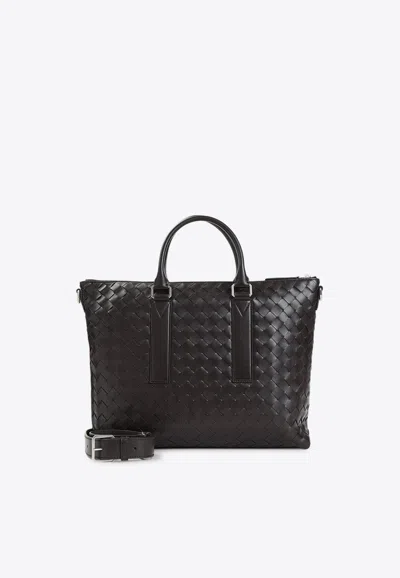 Bottega Veneta Intrecciato Leather Briefcase In Fondant