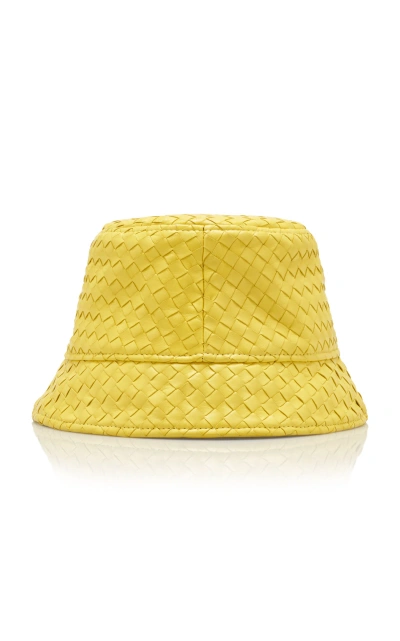 Bottega Veneta Intrecciato Leather Bucket Hat In Yellow