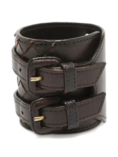 Pre-owned Bottega Veneta Intrecciato Leather Buckle Bracelet
