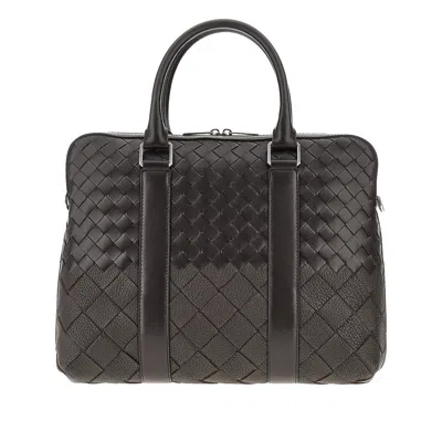 Bottega Veneta Intrecciato Leather Business Bag In Brown