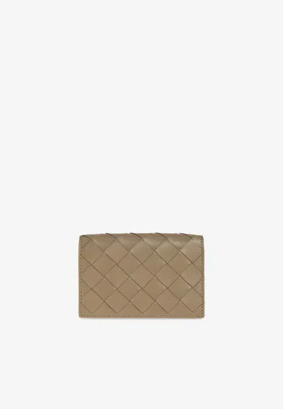 Bottega Veneta Intrecciato Leather Business Cardholder In Taupe