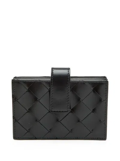 Pre-owned Bottega Veneta Intrecciato Leather Card Case In Black