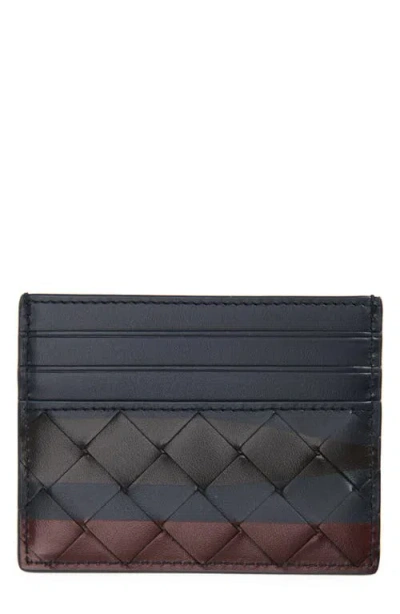 Bottega Veneta Intrecciato Leather Card Case In Blue