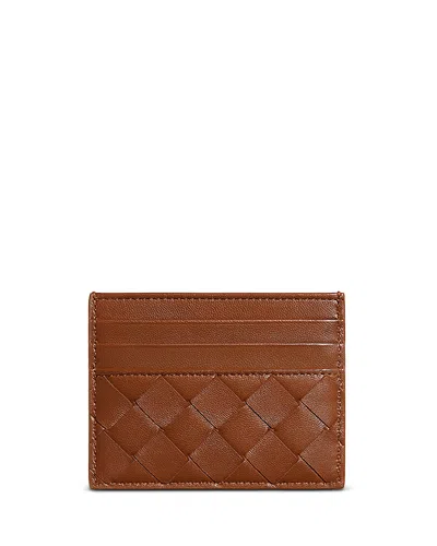 Bottega Veneta Intrecciato Leather Card Case In Brown
