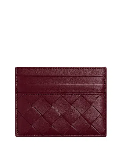 Bottega Veneta Intrecciato Leather Card Case In Burgundy