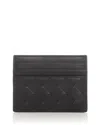 Bottega Veneta Intrecciato Leather Card Case In Nero
