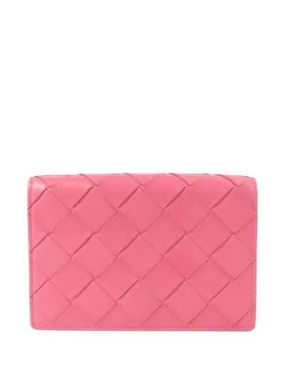 Pre-owned Bottega Veneta Intrecciato Leather Card Case In Pink