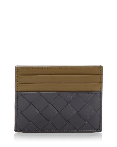 Bottega Veneta Intrecciato Leather Card Case In Gold