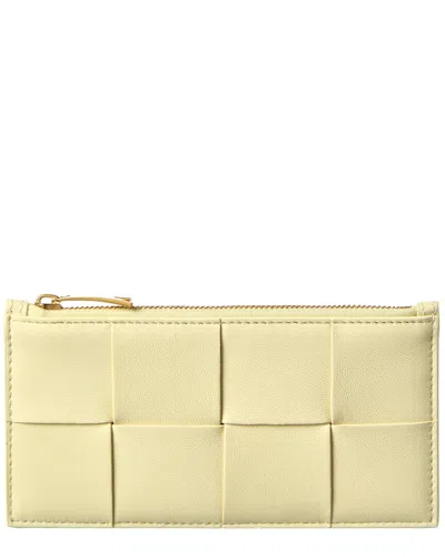 Bottega Veneta Intrecciato Leather Card Case In Yellow