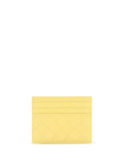 Bottega Veneta Intrecciato Leather Card Case In Yellow
