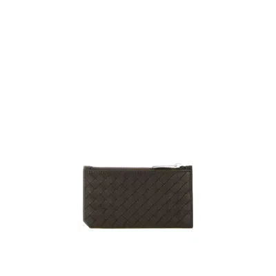 Bottega Veneta Intrecciato Leather Card Holder In Black