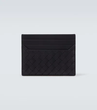 Bottega Veneta Intrecciato Leather Card Holder In Black