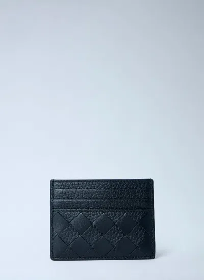 Bottega Veneta Intrecciato Leather Card Holder In Black