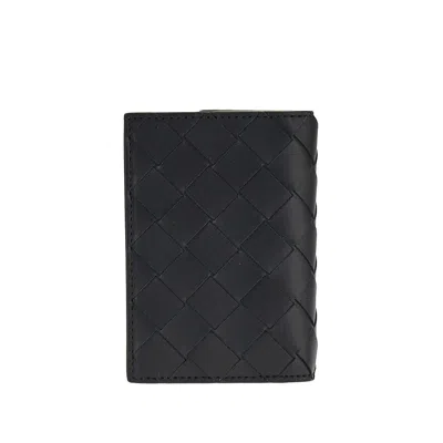 Bottega Veneta Intrecciato Leather Card Holder In Black