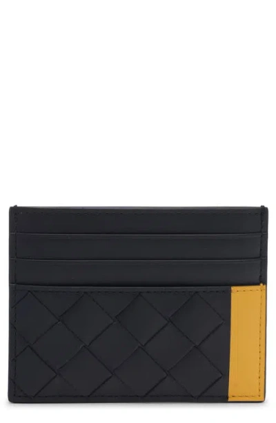 Bottega Veneta Intrecciato Leather Card Holder In Black