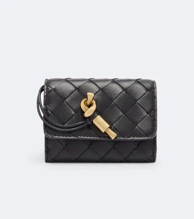 Bottega Veneta Intrecciato Leather Card Holder In Black