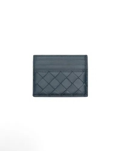 Bottega Veneta Intrecciato Leather Card Holder In Blue