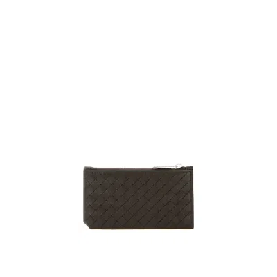 Bottega Veneta Intrecciato Leather Card Holder In Brown