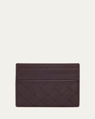 Bottega Veneta Intrecciato Leather Card Holder In Brown