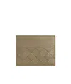 Bottega Veneta Leather Intrecciato Card Holder In Brown